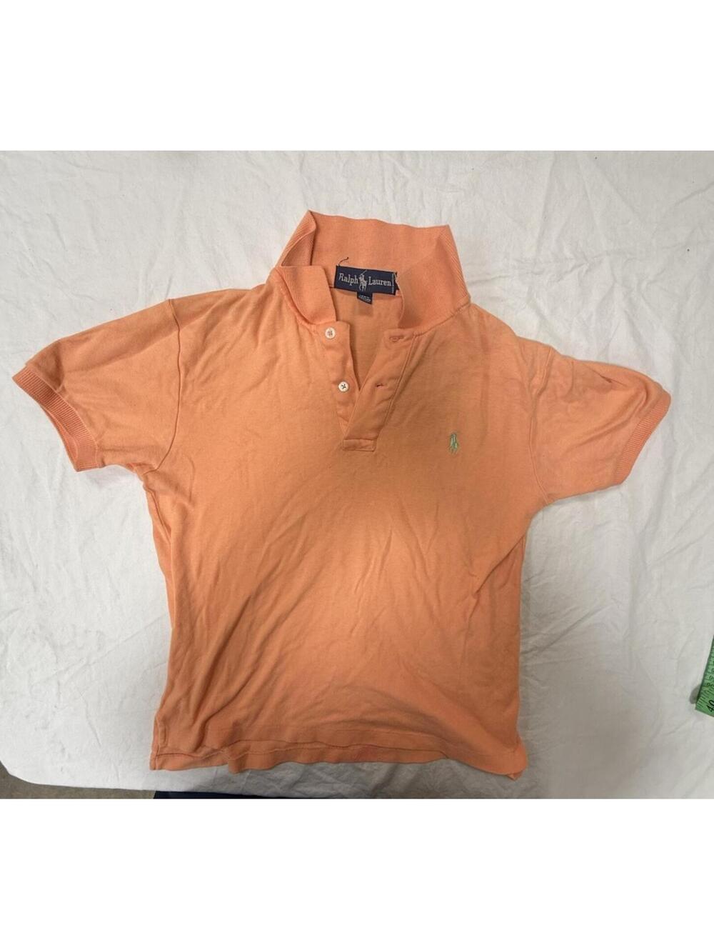 Ralph Lauren Polo Shirt Orange Men's L Short Sleeve Collared Logo